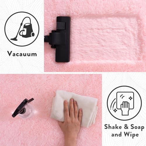 Round Fluffy Pink Rug for Bedroom, 8Ft Large Fuzzy Shag Circle Area Rug for Girls Kids Room Nursery, Soft Non Slip Plush Carpet for Dorm Living Room Home Decor