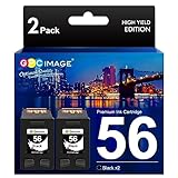 GPC Image Remanufactured Ink Cartridge Replacement for HP 56 C6656AN to use with Deskjet 5650 5850 5150,Officejet 4215 5610 6110,Photosmart 7150 7260 7350 7960,PSC 2510 1210 Printer Ink (2 Black)