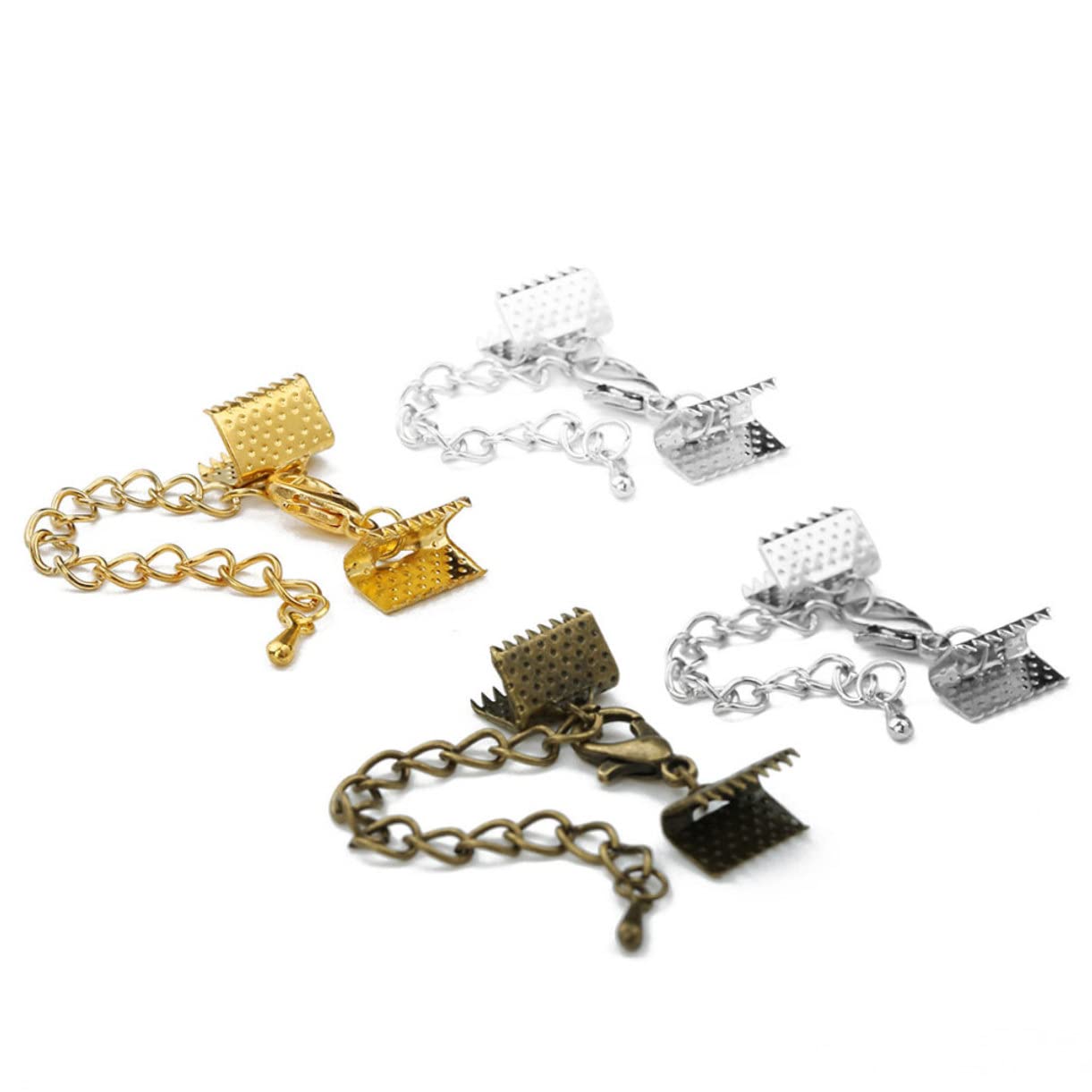 jojofuny Tube Fold Over Cord Ends Crimp 10 Pcs DIY Jewelry Making Clasps Textured Crimp End Clamps for Craft