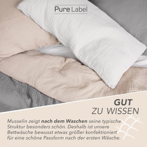 Pure Label Musselin Bettwäsche 135x200+40x80 cm 100% Baumwolle - Braun – Ansicht 3