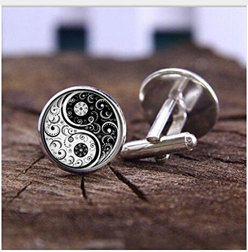 Handmade Cufflink, Yinyang Skulls Wicca Gifts, Witchcraft Cufflink Jewelry