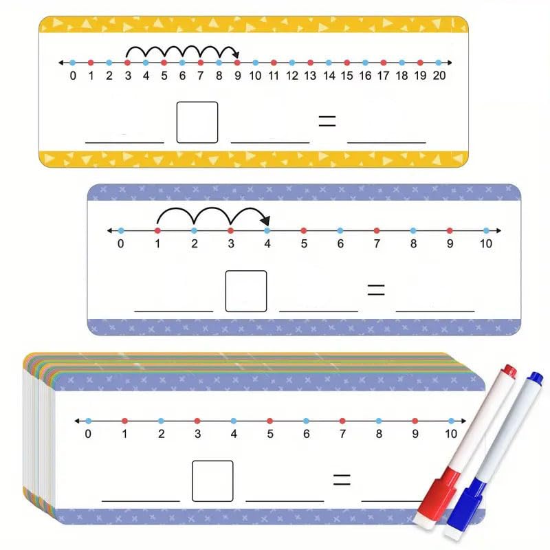 Rayyan 16 PCS Number Line Dry Erase Boards, Double Sided Writable and Erasable Board-0-10 on One side & 0-20 on Other Side Math White Board for Kids, Students, Classroom and Home (12” x 4”)