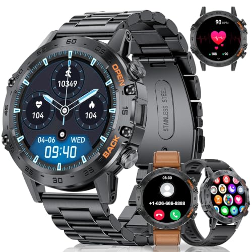 Image of SUNKTA Smart Watch for Men(Answer /Dial Calls),100 Sports Modes, Fitness Watch with Blood Pressure /Heart Rate /SpO2,1.39''HD Touchscreen for Android /iOS Military Smart Watch 5ATM Waterproof Black