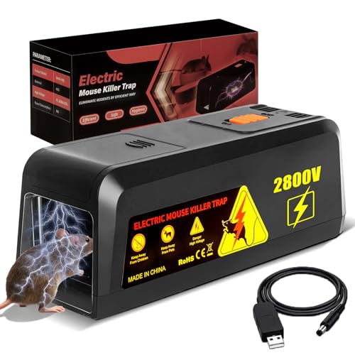 Rattenfalle Elektrisch 2800V Elektrische Mausefalle mit Großem Einlass Wiederverwendbar Hygienisch Für Haus Keller Garage