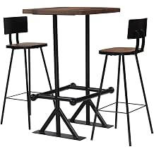 Bar Set 3 Piece,Bistro Set,Computer Desk,Dining Room Table Set,Industrial Style,Coffe Bar Table,for Kitchen, Dining Room, Dinette, Breakfast Nook,Bar,Office,Solid Reclaimed Wood