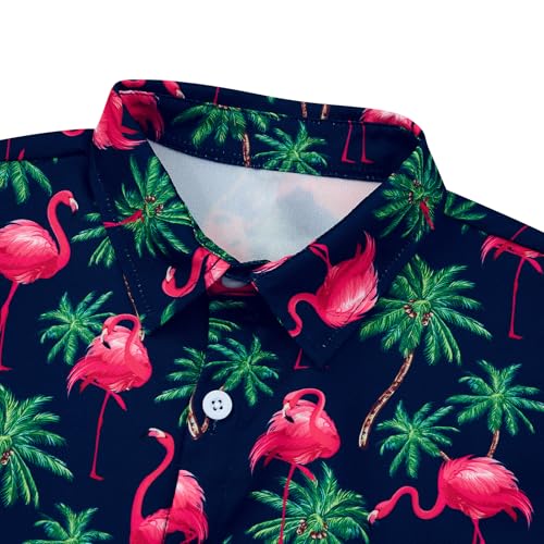 Image of Ahegao Little & Big Boy's Button Down Hawaiian Shirts Short Sleeve Cool Cartoon Print Dress Tops T-Shirt for Kids 7-14T