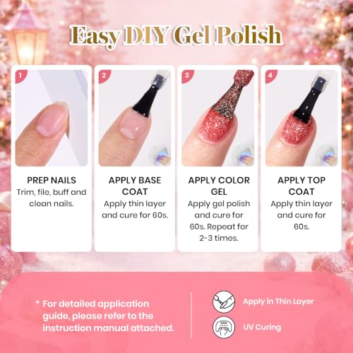 Image of Beetles Christmas Gel Nail Polish Set, Reflective Glitter Red Green Brown