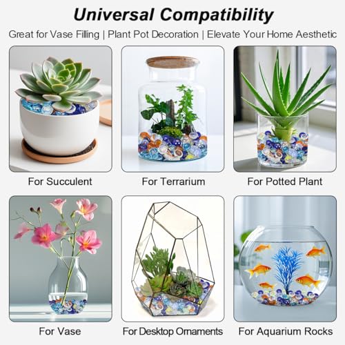 Image of Decorative Glass Pebbles Flat Bottom Beads for Vase, Aquarium & Fish Tank