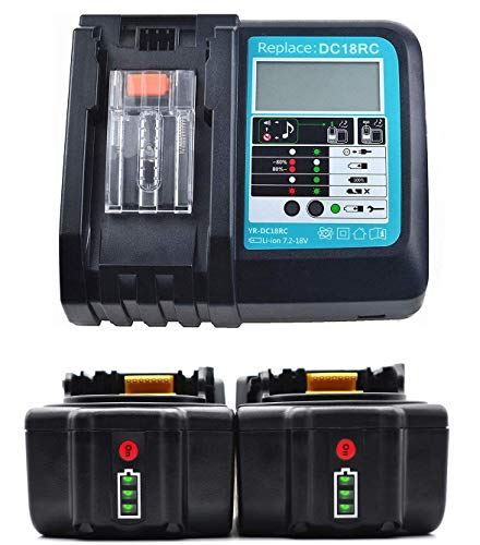 Ersatz Ladegerät mit 2X Akku 18V 4.0Ah für Makita Baustellenradio BMR100 BMR102 DMR100 DMR110 DMR101 DMR103B BMR104 BMR103 DMR104 DMR105 DMR106 DMR102