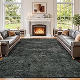 DEITAS Waschbarer Abstrakte Teppich 120x170cm, Ultraweicher Kurzfloriger Teppich für Wohnzimmer, Schlafzimmer und Küche Kunstwolle Teppiche(Schwarz)