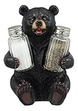 Ebros Cuddling Black Teddy Bear Salt And Pepper Shakers Holder Figurine 7'Tall With Glass Shakers As Rustic Cabin Lodge Country Home Decor Of Wild Animals Bears Cubs Perfect For Hunters Outdoors (1)