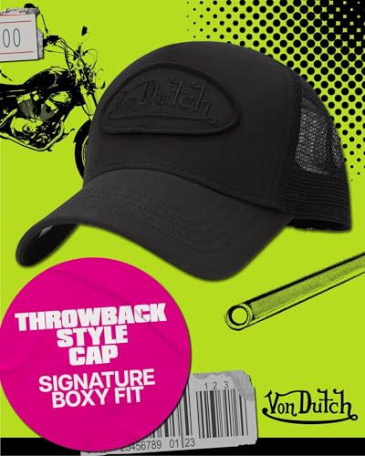 Image of Von Dutch Unisex Trucker Hat - Retro Classic Solid Color Mesh Back Snapback Baseball Cap for Men & Women.