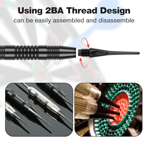 flintronic Dartspitzen Kunststoff, 100 Stück Ersatzspitzen für Softdart-Dartpfeile, 2BA-Gewinde Dartpfeil Spitzen, Stabile Dartspitzen Kunststoff, Nylon Spitzen für Dartpfeile Softdart (Schwarz)