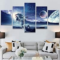 SIGNWIN 5 Panel Canvas Wall Art Modern Art Astronomy & Space Contemporary Cosmic Dramatic Mixed Media Multicolor for Home Decorations Ready to Hang - 60