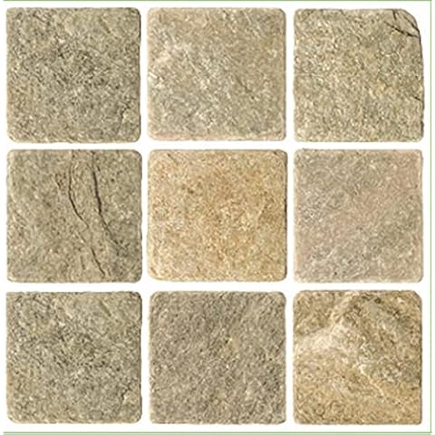 Pack of 10 Tile Stickers Cream Stone Light Mosaic Effect self Adhesive Wall Art Decor Tile transfers Bathroom backsplash Kitchen splashbacks Peel and Stick Tile Cover Cover