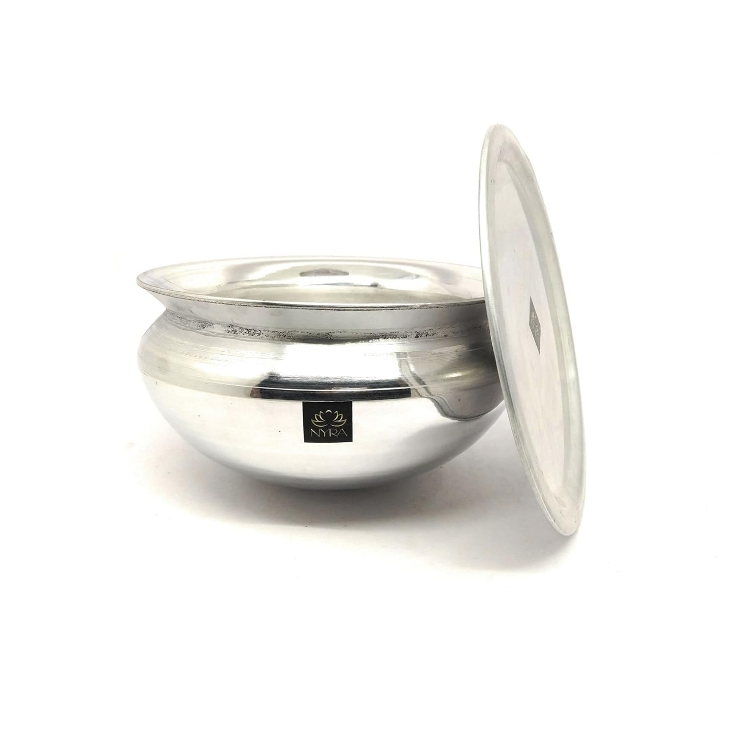PanCraft Aluminium Handi with Lid 3.1L | Machine Glossy Finish Biryani Rice Cooking Pot | Dhari Patiya Tope Patila Vessel Deg Degchi | Durable Silver Cooking Handi-image-2