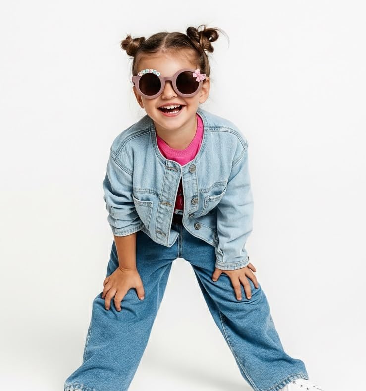 Image of PLAS ART STUDIO Customised round sunglasses Kids Sunglasses Get Kids Name on Frame For Girls & Boys. (Recommended Age 2+)