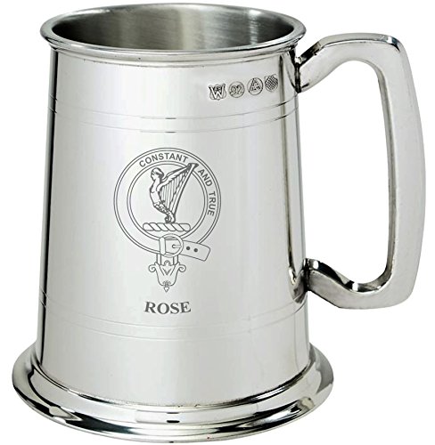Rose Clan Crest Tankard 1 Pint Pewter