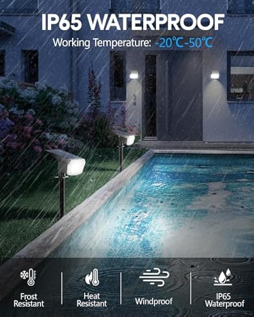 HIBOITEC Solar Spot Lights Outdoor 59LED Landscape Lights Solar Powered Uplights Waterproof Adjustable Brightness Dusk to Dawn for Outside Garden Yard Trees 6 Packs Cool White