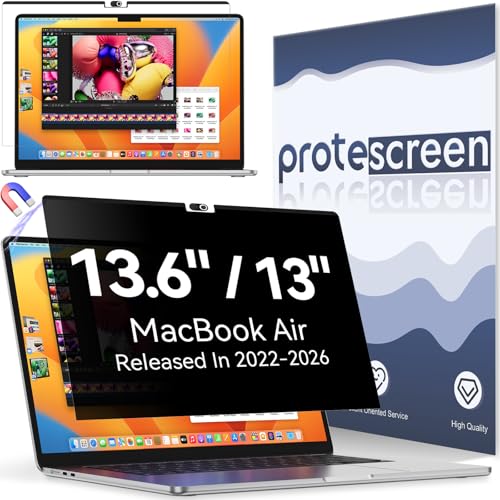 Magnetic Privacy Screen Protector Compatible with MacBook Air 13.6/13 Inch (2022-2026 M2 M3 M4 M5) Removable Anti Spy Blue Light Glare Shield Film Laptop Privacy Filter for Apple Mac 13.6In Computer