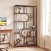 Tangkula Geometric Bookshelf, Freestanding Open Bookcase with 8 Storage Shelves, Industrial Display Rack with Double U Frame & Anti-tip Kits for Living Room Home Office (1,Black+Rustic Brown)