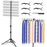 Braiding Hair Rack Standing with 120 Pegs, Height Adjustable 2-Side Hair Divider for Braiding Hair Separator Stand Metal (Black)