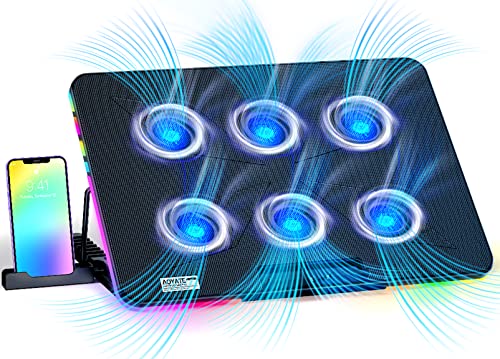 AOYATEC-Laptop-Cooling-Pad-with-6-Quiet-LED-Fans-RGB-Light-Laptop-Cooler-Stand-with-Dual-USB-20-Portsfor-12-17-Inch-LaptopWind-Speed-AdjustableCooling-Fan-for-Notebook-Gaming-Laptop