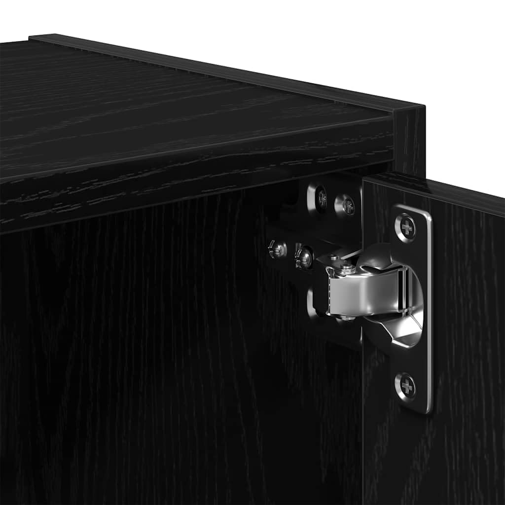 Générique Bücherregal, Eiche, Schwarz, 40 x 24 x 77 cm, Holz | Wendbare Tür, mehrere Regale, geschlossene Aufbewahrung, einfache Reinigung mit feuchtem Tuch