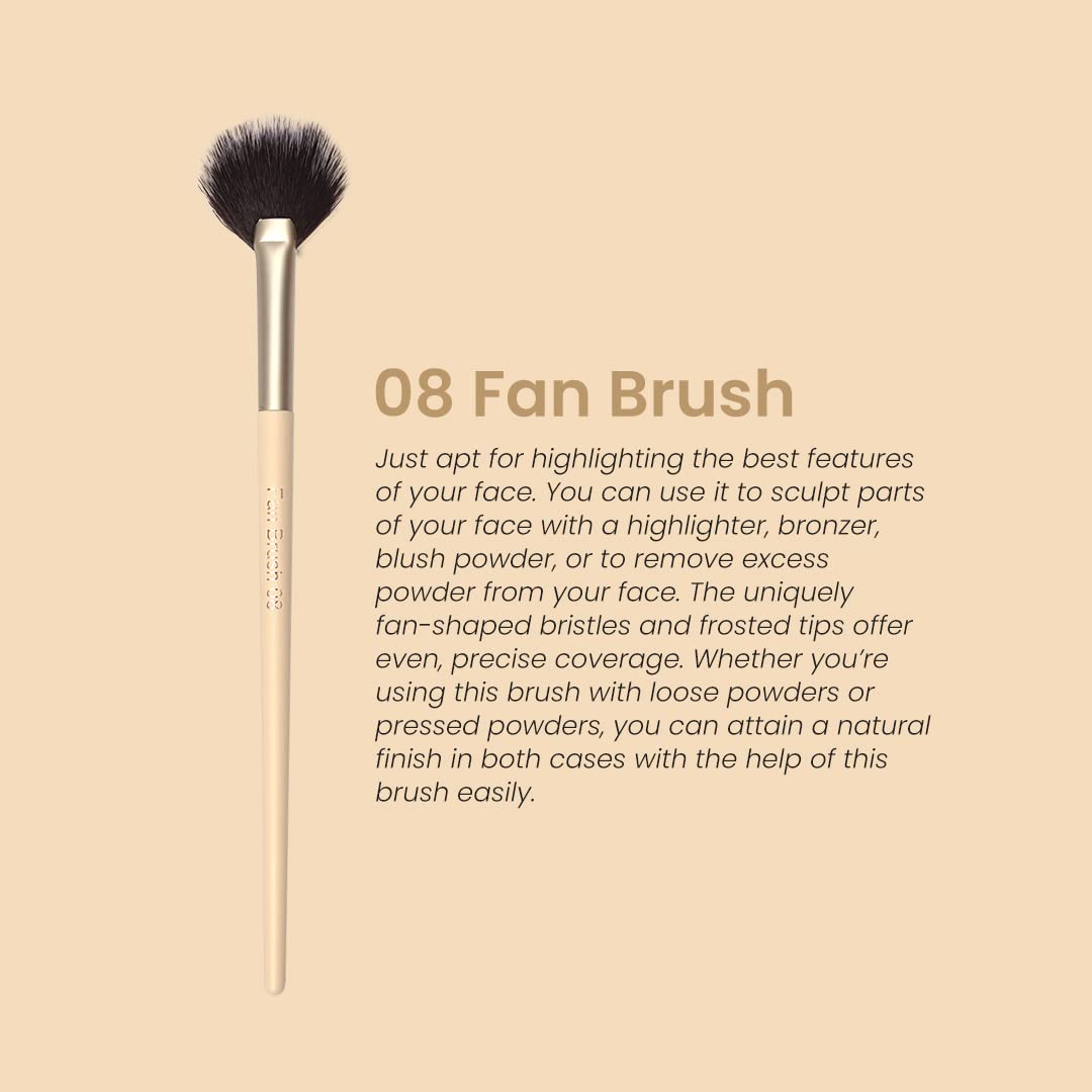Milagro Beauty Fan Brush 08 – Feather-Light Makeup Brush for Highlighter, Blush, Shimmer & Bronzer, Soft, Diffused Application, Vegan Bristles, Perfect for Finishing Touches 4