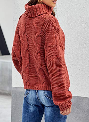 Image of Dokotoo Womens 2026 Winter Fall Solid Turtleneck High Neck Balloon Long Sleeve Sweaters Pullover Outerwear