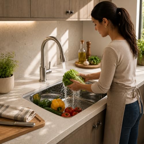 Image of Stainless Steel Kitchen Sink 18x16 Inch | Single Bowl Sink for Kitchen | With Stainless Steel Waste Coupling & PVC Drain Pipe | Rust Proof & Heavy Duty