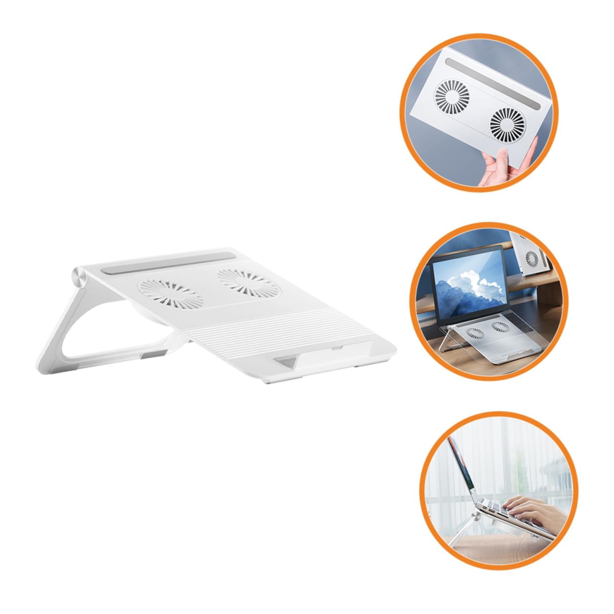 SEWACC Soporte para Portátil Material ABS y Silicona Ventiladores Duales 3800 por Minuto y Estructura Triangular Estable, Refrigeración Fuerte Blanco para Laptop y Notebook