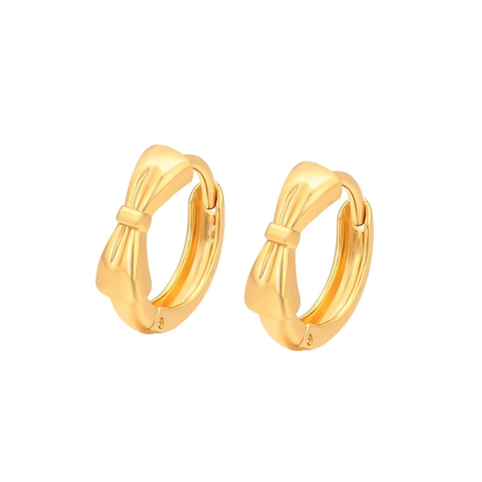 Au 375/585/750 złoto prawdziwe złoto biżuteria kolczyki, Bow-knot Creole żółte złoto 9K/14K/18K