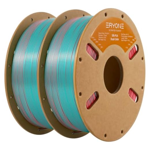 ERYONE Silk Dual Color PLA Filament 3D Printer 1.75mm +/- 0.03mm, Bicolor Filament Two Tone PLA Bundle 2KG Cardboard Spool, Teal&Orange Red