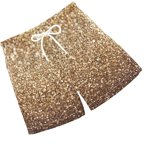 Pigsaly Boys Swim Trunks Sand Beige Gradient Flash Glitter Boys Board Shorts Swimsuit Swimwear Summer Bathing Suit 4T