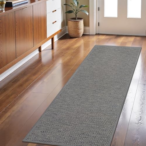 LEKEEPGO Fussmatte Innen 60 x 150 cm, rutschfest Fußmatte, waschbar Schmutzfangmatte, Dünn Türmatte Saugstarke Eingangsteppich, Sauberlaufmatte, Eingangsmatte für Innenbereich, Hellgrau