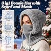 3 in 1 Beanie Hat for Women, Womens Balaclava Winter, Upgraded 3-in-1 Cold Knitted Hats Wind Resistant Hooded Scarf #1