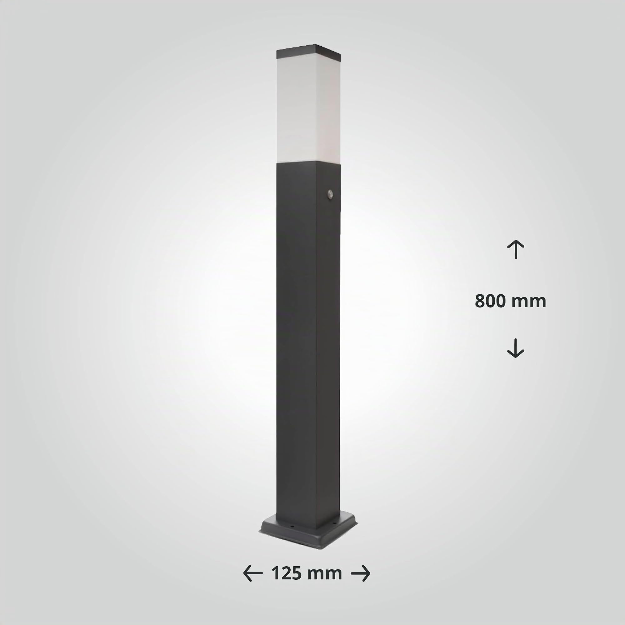 LED Universum Wegeleuchte mit 80cm Edelstahl Außenleuchte Stehleuchte Energiesäule Stromsäule Stromverteiler für den Garten Gartensteckdose (Anthrazit mit 2 Steckdosen und Dämmerungssensor)