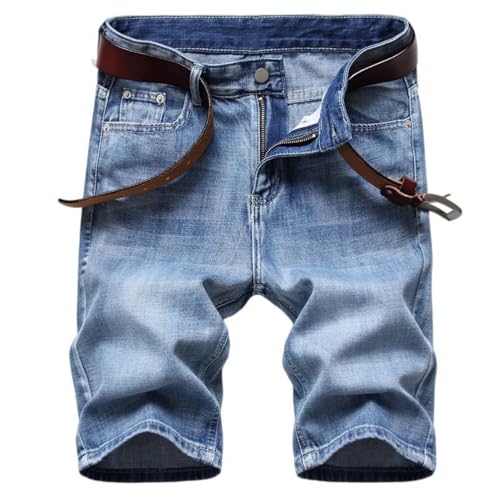 Short en jean homme sans stretch bleu clair délavé droit taille 40