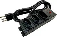 Filtro de linha 20A para eletrodoméstico de Ferro Multicraft 3 tomada com fusível de proteção Cor:Preto