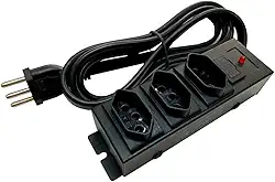 Filtro de linha 20A para eletrodoméstico de Ferro Multicraft 3 tomada com fusível de proteção Cor:Preto