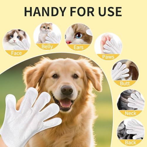 MIOSSZI Pet Gloves Wipes for Dogs & Cats, No-Rinse Grooming, Unscented - Image 3