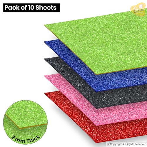 Image of Lakeer Glitter Sparkles Foam Sheet - 2 mm Thick 10 Different Color, A4