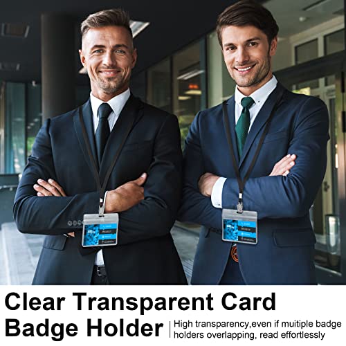 Image of Marspark 100 Sets 4 inch x3 Name Badge Holder with Lanyard, Lanyards for ID Badges with Clip Waterproof Reusable Strap with ID Holder Plastic Name Badges Adults Business School Conference (Black)