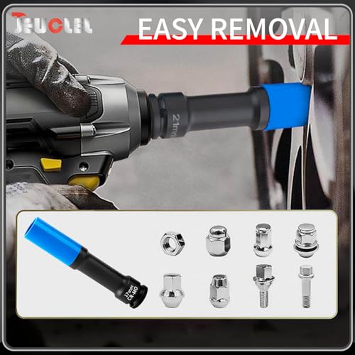 Image of 17mm 1 /2 inch Extra-Long Wheel Protector Impact Socket, Lug Nut Removal | 6 Point, Non-Marring, Thin Wall, Deep Socket, Wheel Protector, Protective Socket, Color-Coded, Cr-Mo Steel, Hand Repair Tool