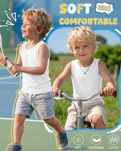Image of Yooo's Vivi 3 Pack Toddler Boys Tank Tops | Toddler Boys Undershirts, 18M-5T, Sleeveless Muscle Shirt, Kids Athletic Tops, Crewneck, Summer, Loose, Basic, Sport, Play