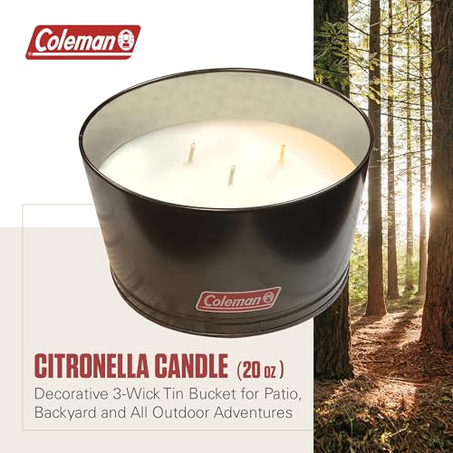 Coleman Outdoor Citronella Candle, 3-Wick Decorative Tin Bucket Candle for Patio, Backyard, Camping, and Outdoor Use, Up to 35 Hours Burn Time, 20oz - image 2