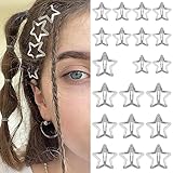 Star Hair Clips 2000s Y2K Snap Hair Barrettes Non Slip Star Hair Accessories Silver Metal Hair Clips for Girls Women -20 PCS 1.18