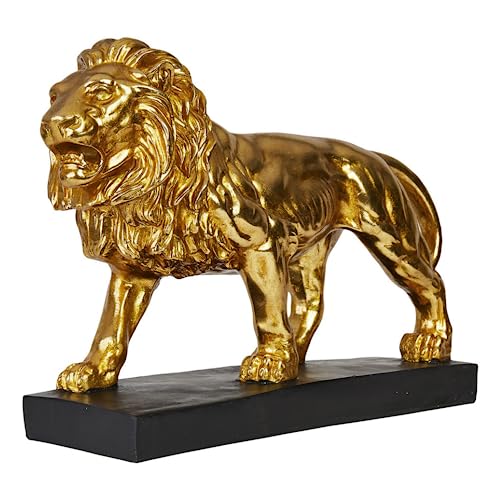 Hansmeier® Sculpture Lion | Or | pour l’intérieur ou extérieur | 43 x 28 x 13 cm | Statue décorative pour Le Couloir
