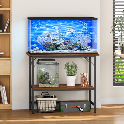 Image of Snughome 40 Gallon Fish Tank Stand, Heavy Duty Metal Aquarium Stand with Storage Shelves, 660LBS Capacity Double Aquarium Stand Holds 20-40 Gallon, Reptile Terrarium Stand for Home Office